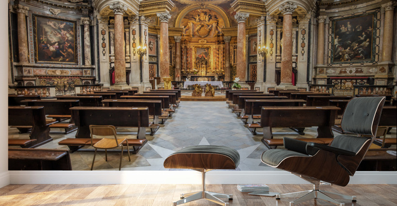 Antique baroque interior with vintage decoration. Royal Church o Wall Murals