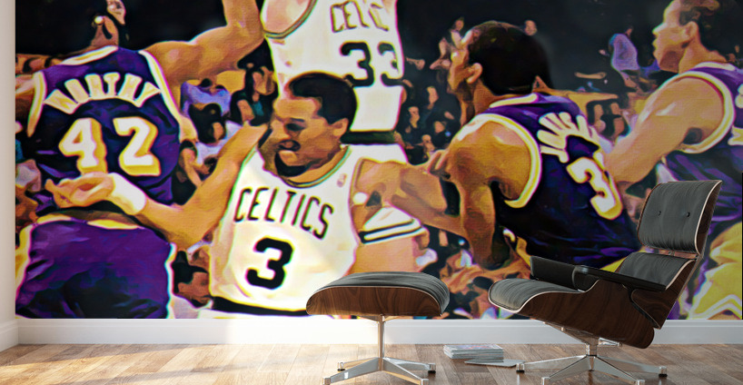larry bird celtics lakers art Wall Murals