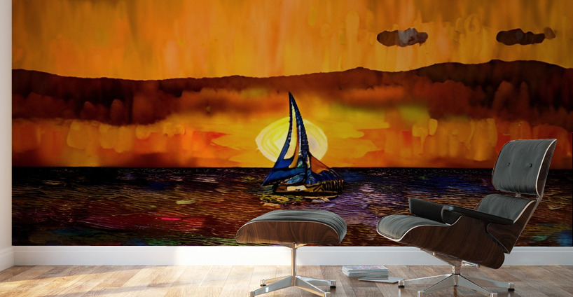 FT. MYERS BEACH SAILBOAT SUNSET Wall Murals