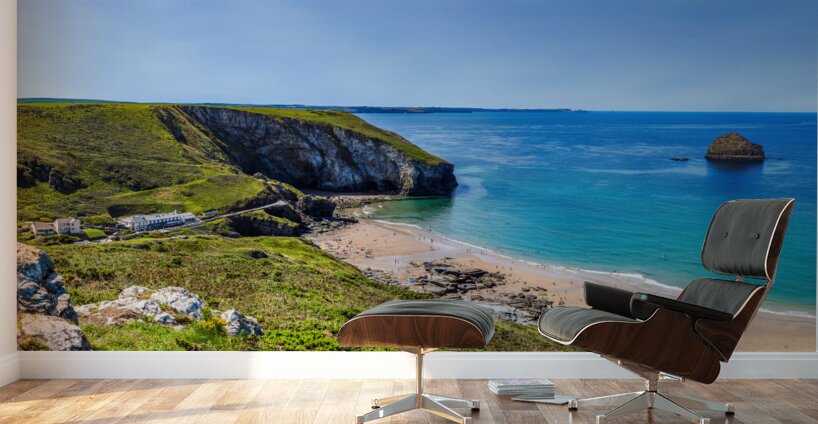 Tranquility Unleashed: The Magnificence of Trebarwith Beach and Gull Rock Wall Murals