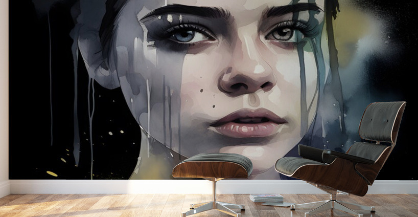 Girl watercolor no.4 Wall Murals