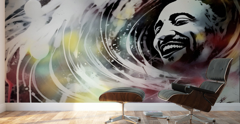 White Graffiti Reggae Wall Murals