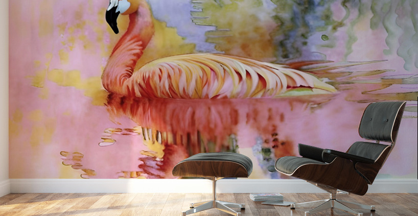 Pastel Pink Flamingo  Wall Murals