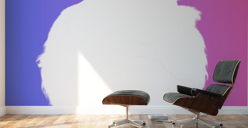  White Highland Cow Silhouette with Pink Background Wall Murals