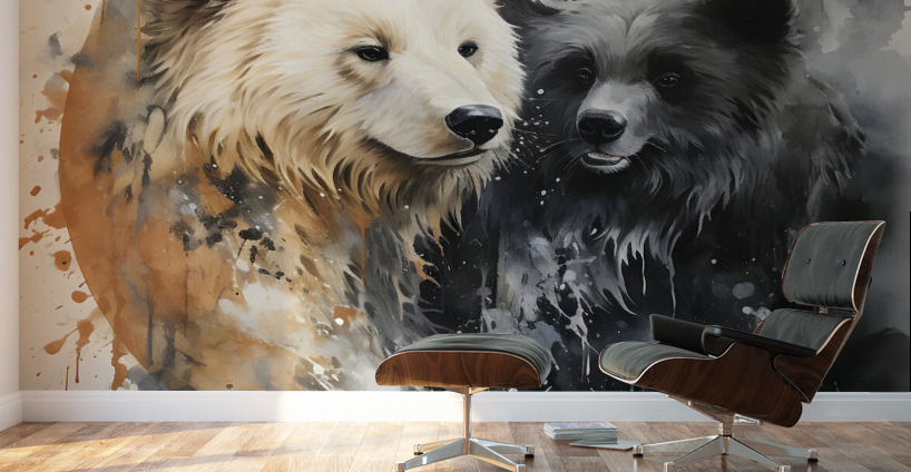 Yin Yang Polar Bears 3 Wall Murals