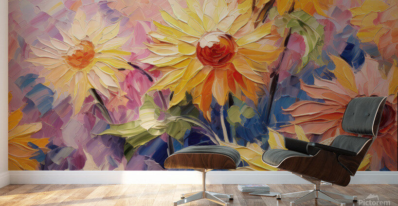 Floral Fanfare: Sunlit Symphony Wall Murals