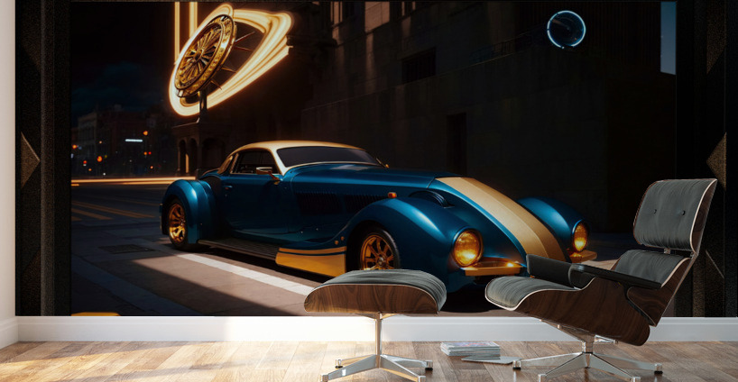 The Zephyr Centorus I950 Sports Coupe Captivating Fantasy AI Concept Art by Xzendor7 Wall Murals
