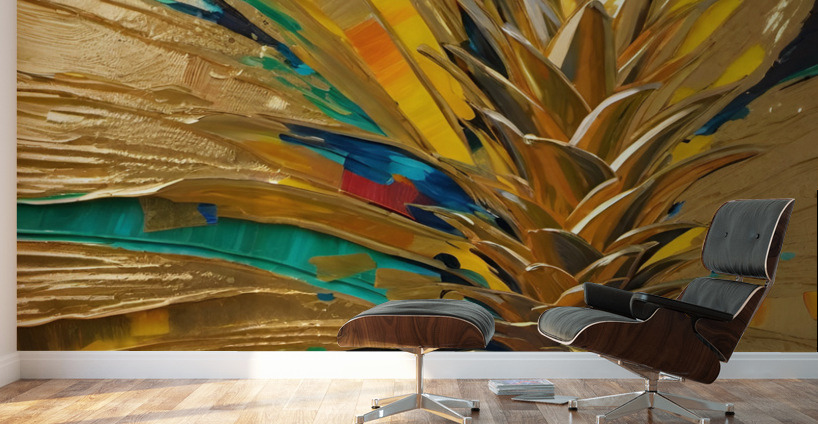 Golden Chakra Pineapple Wall Murals