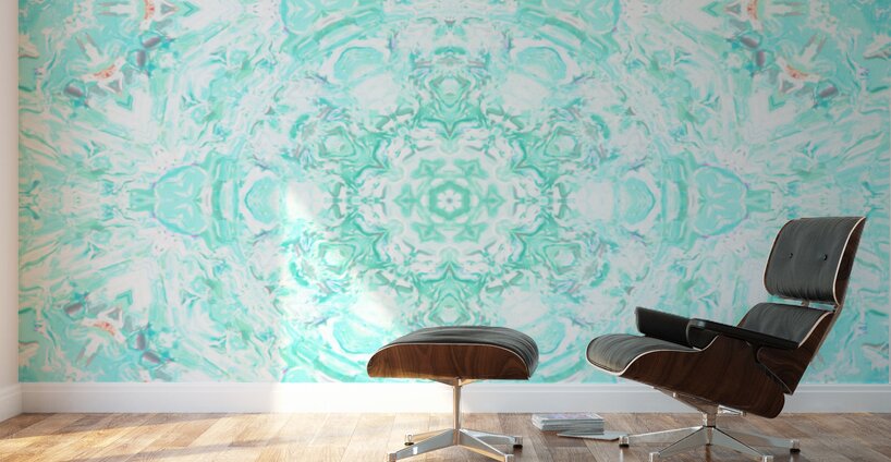  Abstract Colours Collide in Lime Greens and Whites  Wall Murals