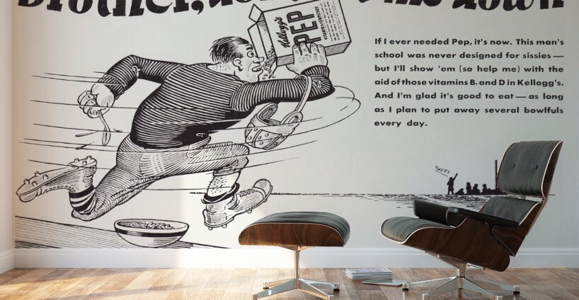 1940s Kellogs Pep Cereal Football Ad Wall Murals