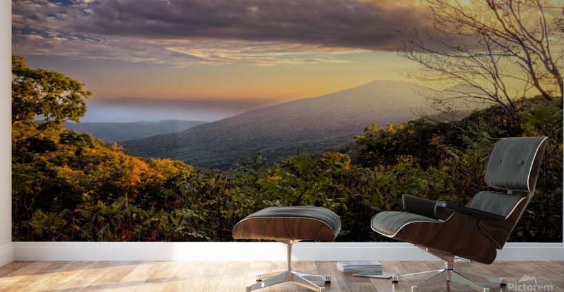 Virginia Blue Ridge Parkway Sunset Fog Wall Murals