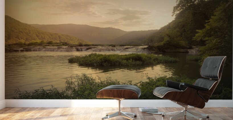 West Virginia New River Waterfalls at Dusk Wall Murals