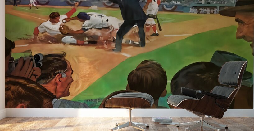 Home Plate Action Baseball Art Wall Murals