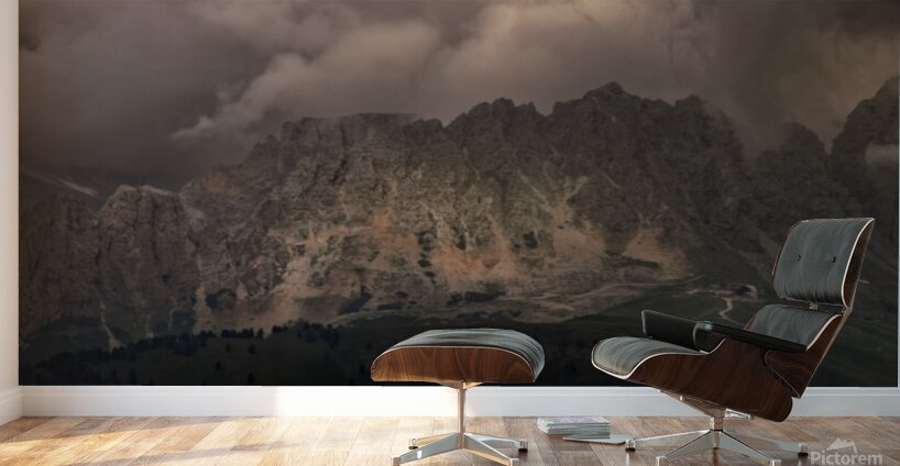 Dolomite Sella Pass in the Fog Wall Murals