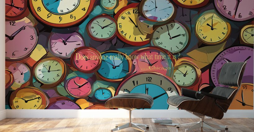 DOES ANYONE REALLY KNOW WHAT TIME IT IS   Wall Murals
