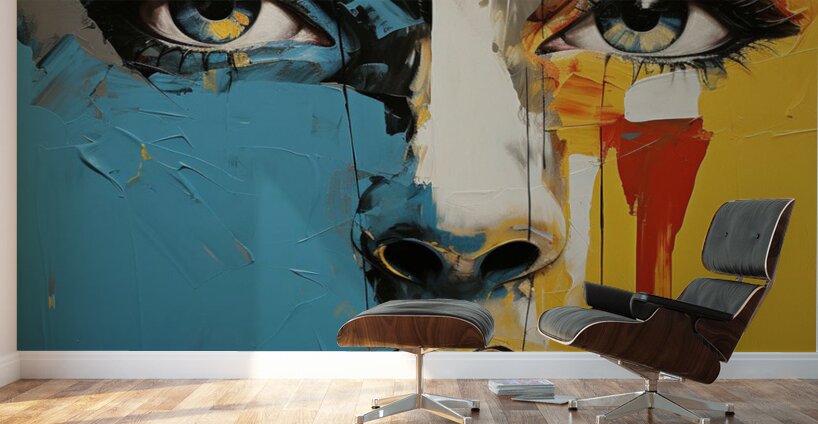 Abstract Face Wall Murals