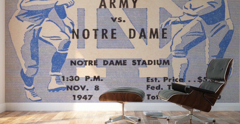 1947 Notre Dame vs. Army Ticket Stub Square Wall Murals