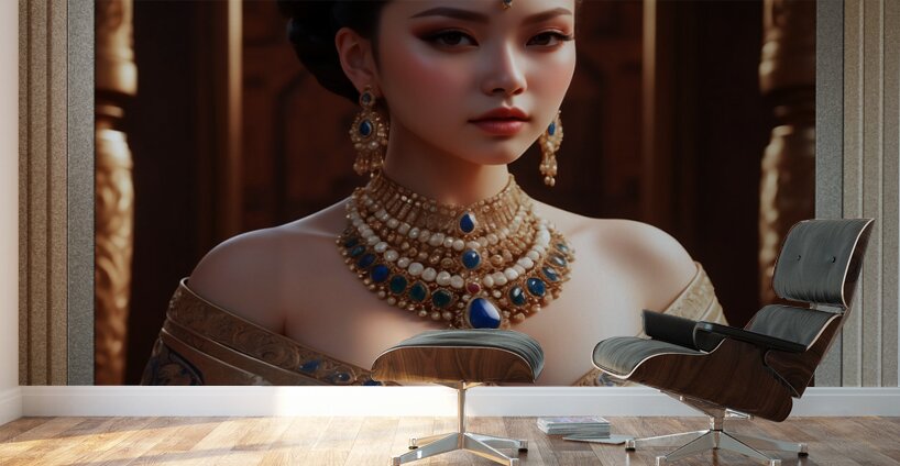 The Elegant Concubine Of Thelous Gorgeous AI Concept Art Portrait by Xzendor7 Wall Murals