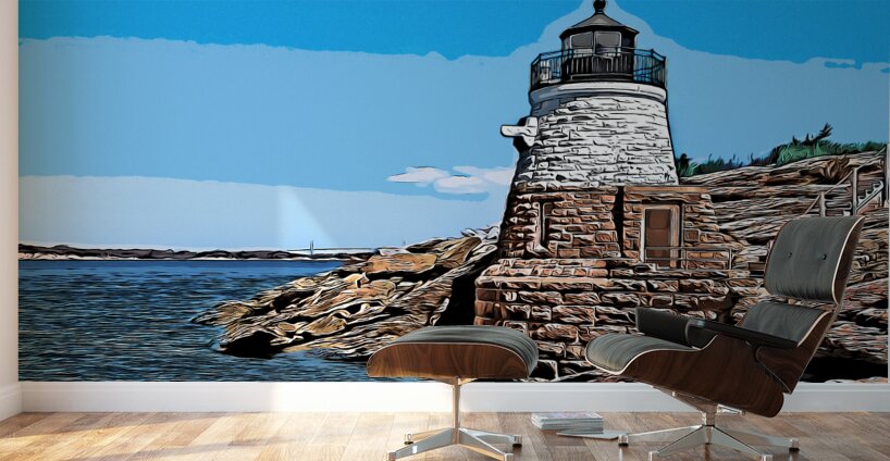Castle Hill Lighthouse in Newport Rhode Island - Illus. Wall Murals