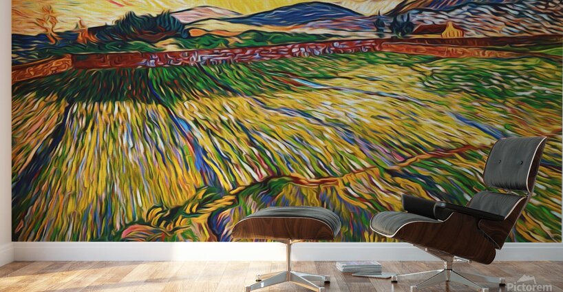 trees countryside painting Wall Murals