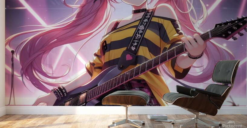 Beautiful Anime girl  in rock style  Wall Murals