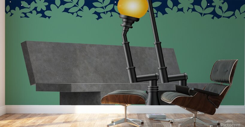 lanterns lamp posts park bench Wall Murals