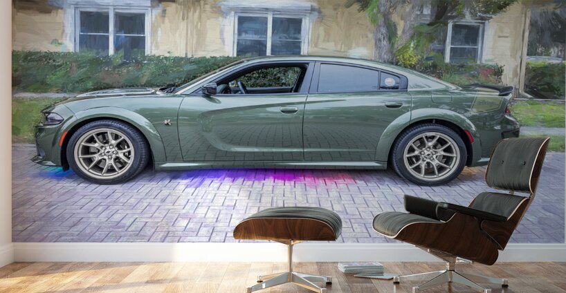 2023 Green Dodge Charger Swinger Scat Pack X 6 Wall Murals