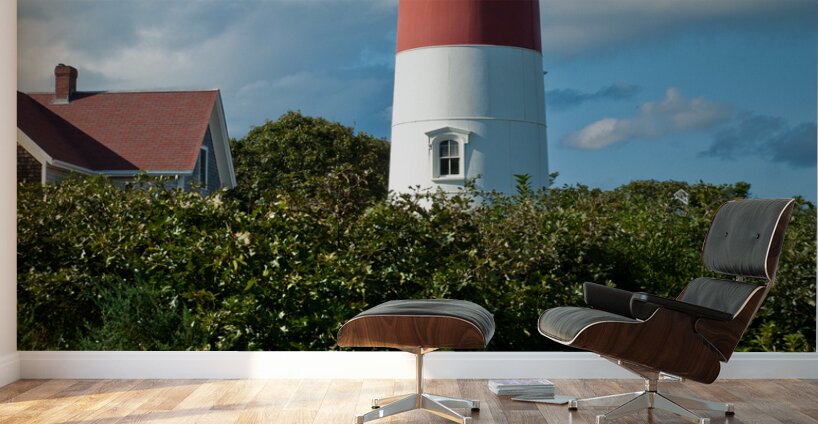 Striped Tower of Nauset Lighthouse on Cape Cod in Massachusetts Wall Murals