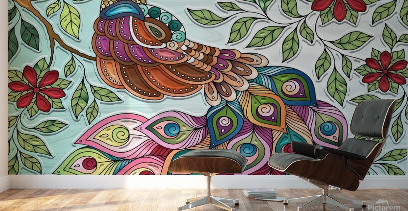Peacock colours Wall Murals