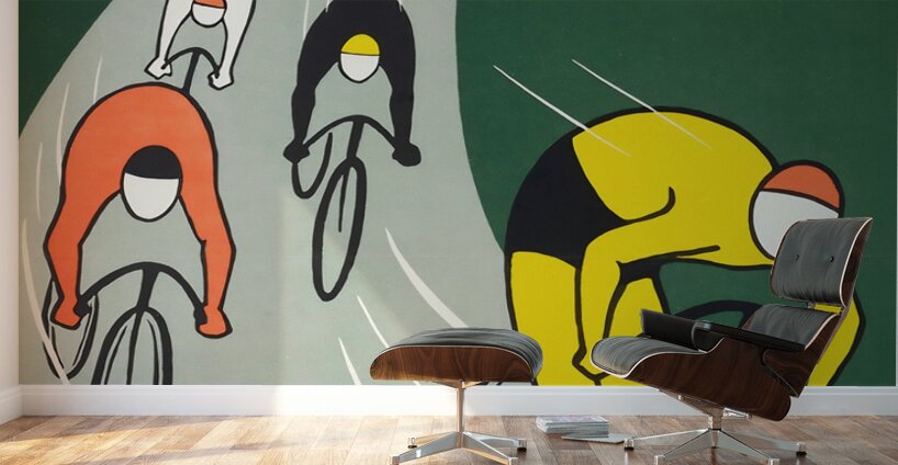 1950s bike racing art Wall Murals