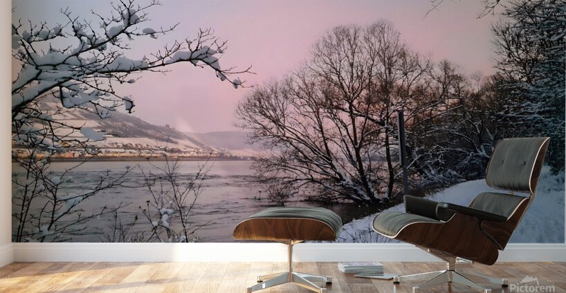 Snowy Sunset On Riversite Wall Murals