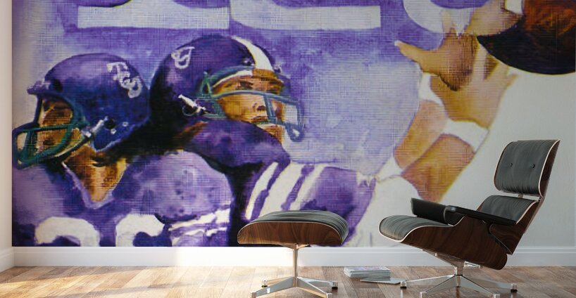 vintage tcu art football players Wall Murals