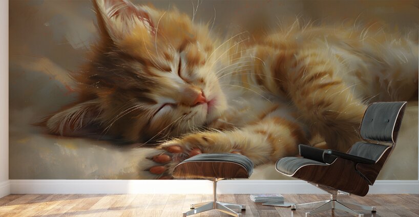 Cute Kitten Realistic Painting23 Wall Murals