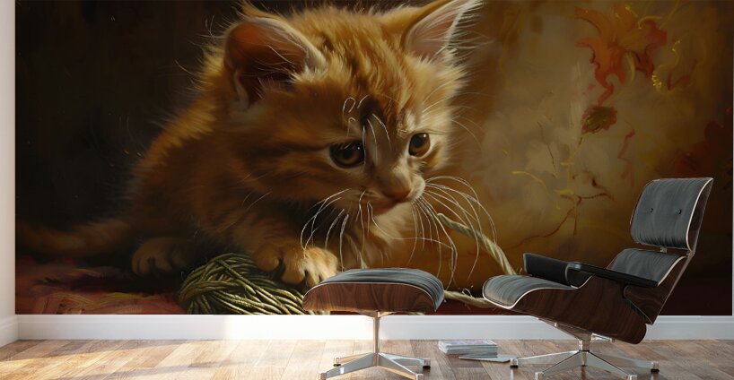 Cute Kitten Realistic Painting4 Wall Murals