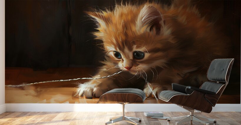Cute Kitten Realistic Painting20 Wall Murals