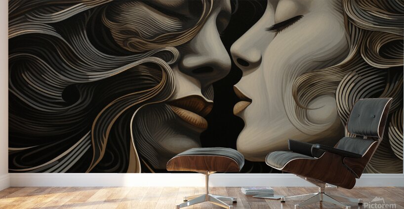 pharcry. a man and woman kiss each other while lo Wall Murals