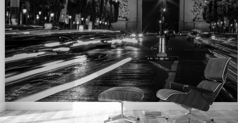 arc de triomphe on champs elysees at night  squar Wall Murals