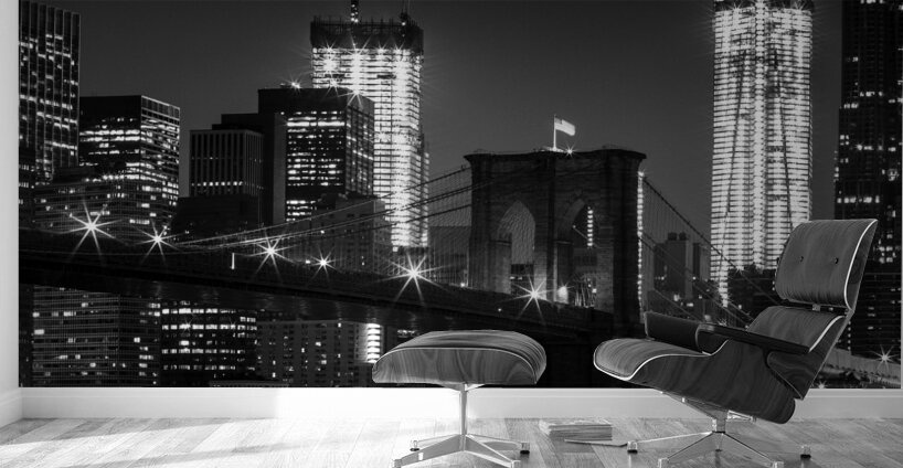 brooklyn bridge freedom tower night  square 1390 Wall Murals