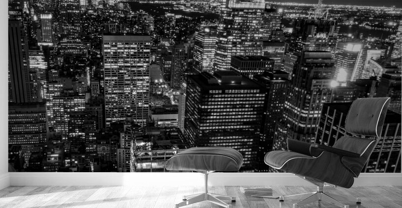 midtown from rockafeller center at night  square Wall Murals