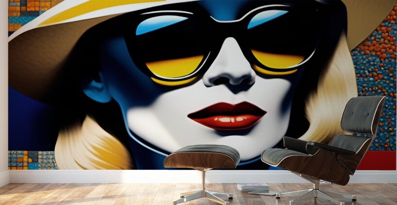 Sunny Lady in a Stylish Hat 5 Wall Murals