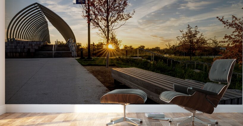 Sunrise Bench View Of Farnam Pier Wall Murals