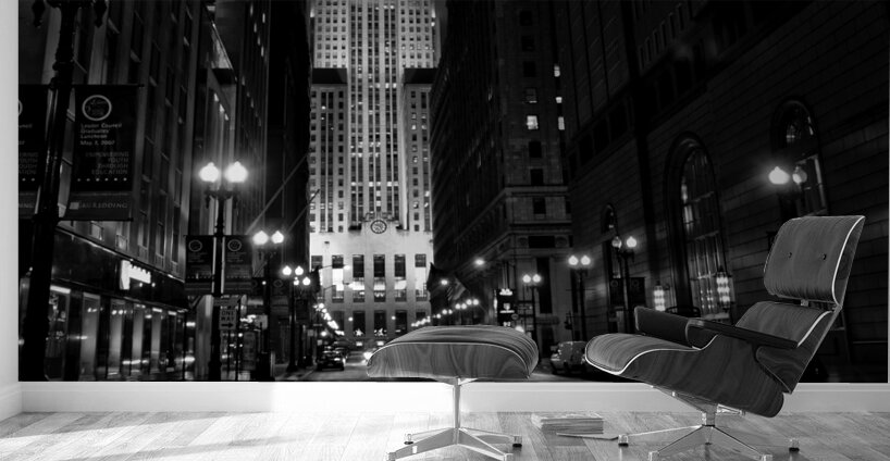 chicago board of trade building at night  panoram Wall Murals