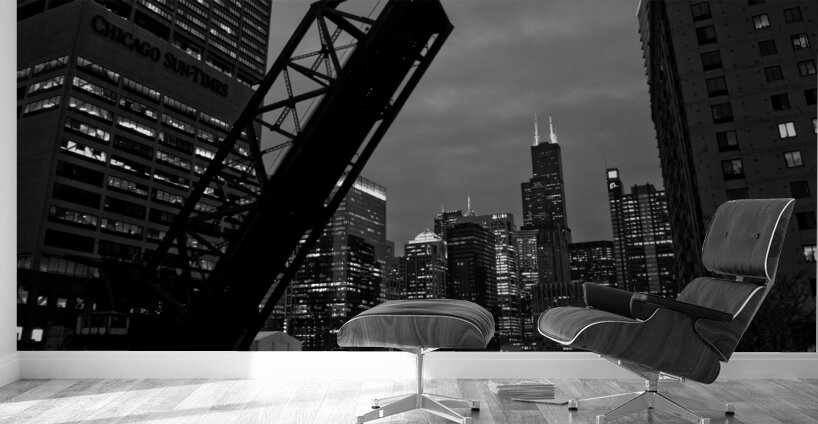 chicago skyline from kinzie street bridge  horizo Wall Murals