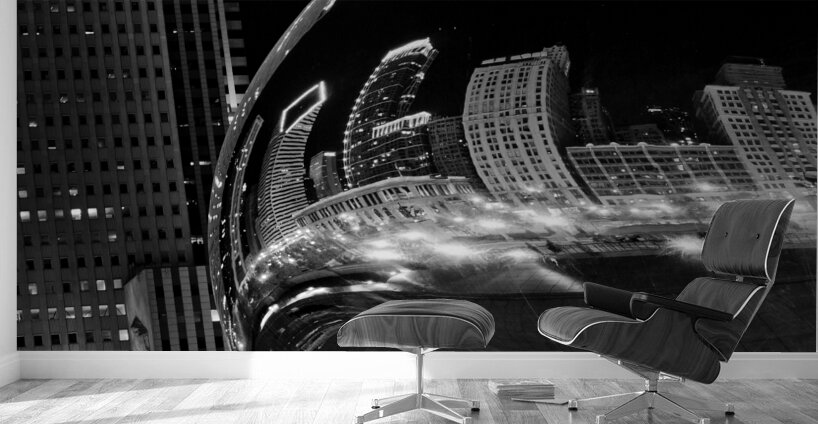 chicago skyline reflection cloud gate millennium  1708113916.5402 Wall Murals