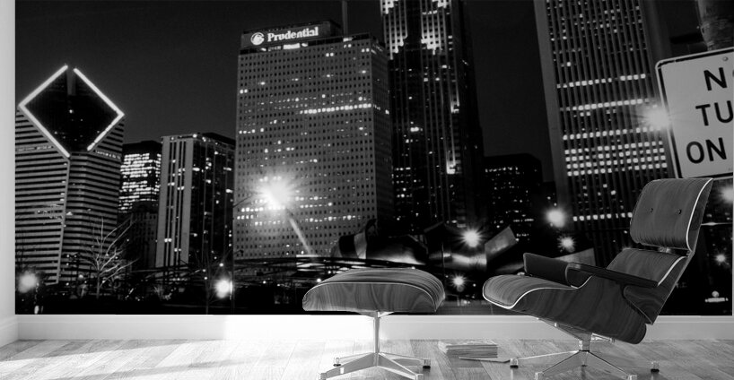 chicago skyline at night from columbus drive  pan Wall Murals