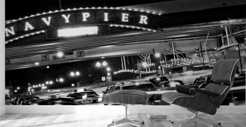 navy pier sign at night  panoramic 76 Pier 13k.jp Wall Murals