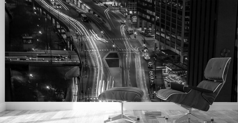 rush hour traffic on wacker drive at night  squar Wall Murals