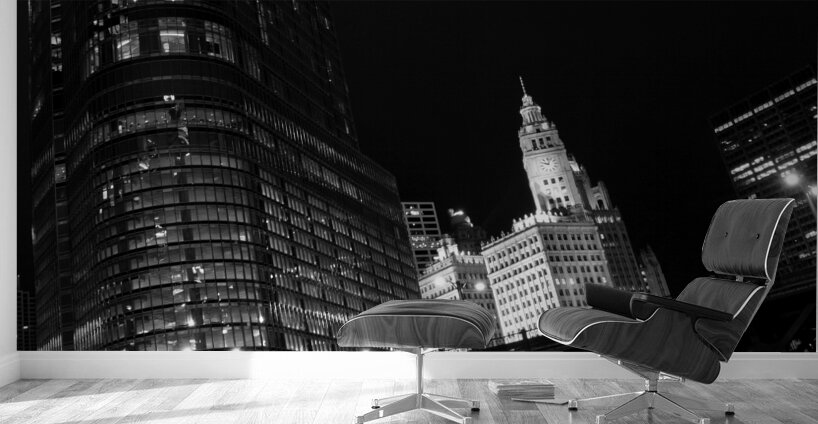 trump tower wrigley building at night  square 121 Wall Murals