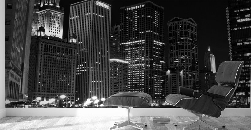wacker drive chicago riverwalk at night  square 8 Wall Murals