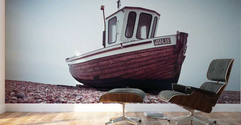 Boat Resting on Pebbled Strand Wall Murals